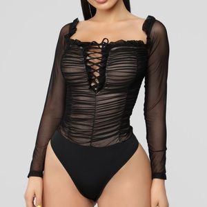 Fashion Nova mesh body suit black